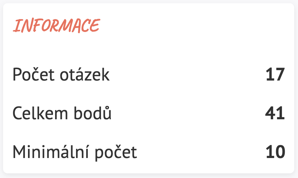 Informace k testu